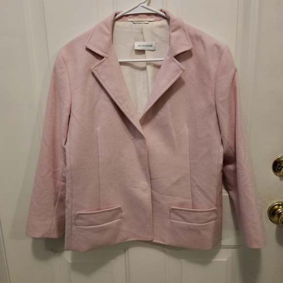 Jil Sander Womens Two Button 100% Cashmere Blazer Silk Lining Jacket Pink FR 40 - Picture 1 of 9